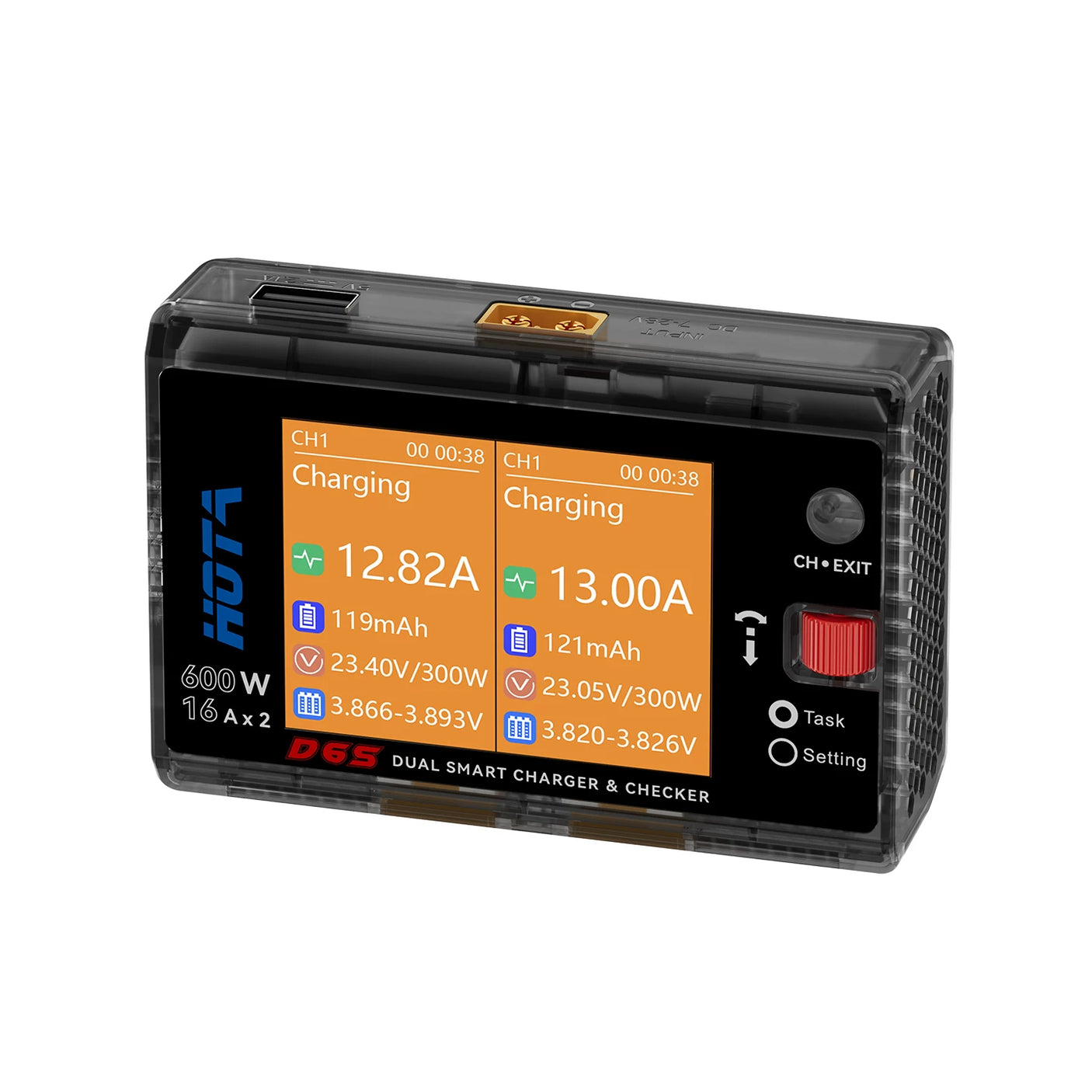 HOTA D6S 600W 16A 6S デュアルチャンネル 2.8インチ IPS スマート充電器