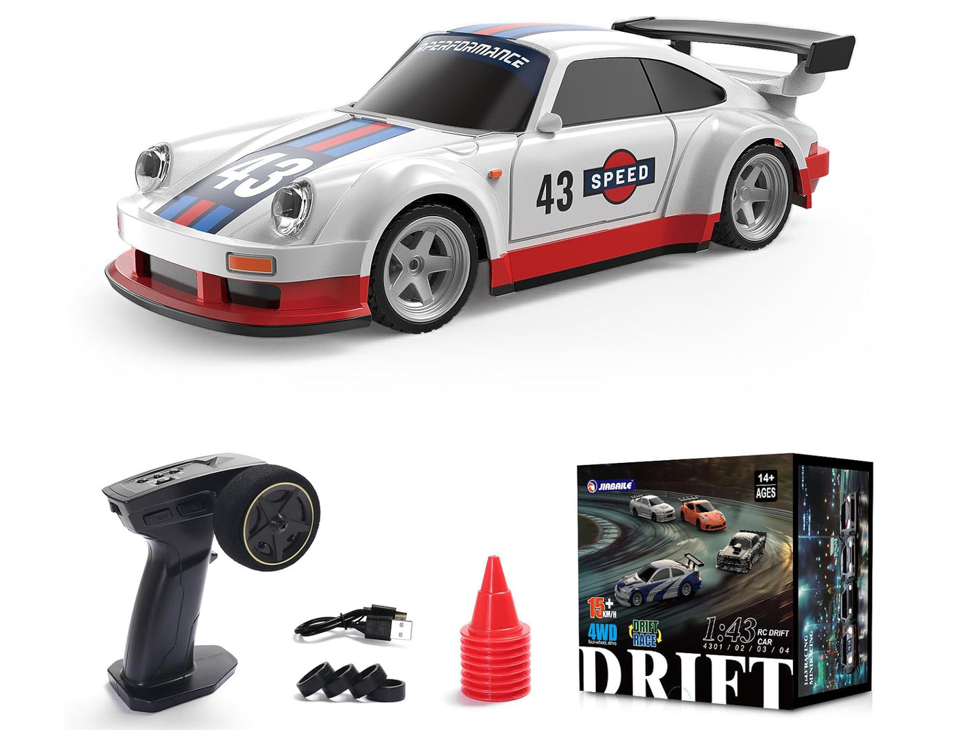 JIABAILE 1/43 4WDラジコンドリフトカー 比例制御 ジャイロスコープ付版