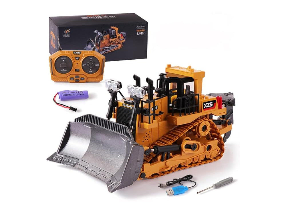 YIGONG 建設車両 ラジコンブルドーザー ホイールローダ 360度自在回転 亜鉛合金ボディ 技適認証済み
