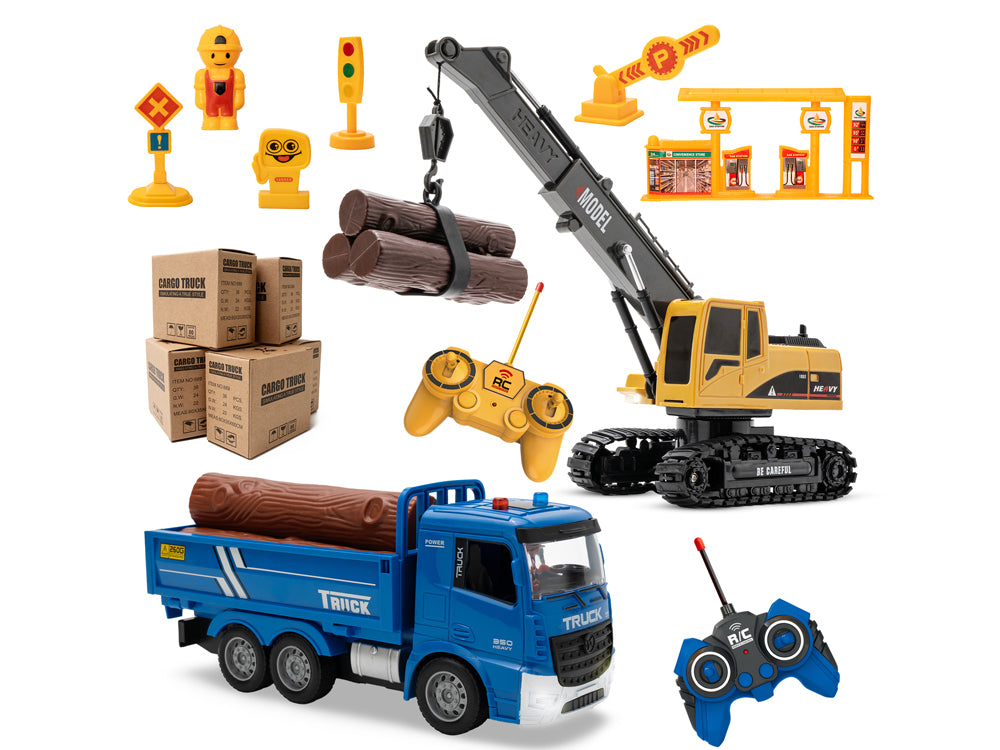 ARRISHOBBY 1/22スケール 6CH RCクレーン ダンプトラック 2-in-1 建設車両セット 音声効果 技適認証済み