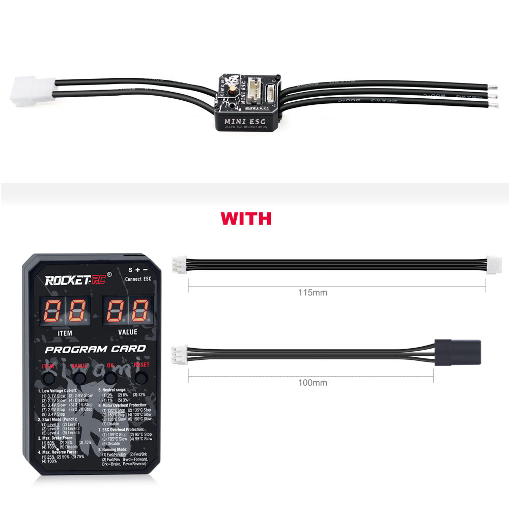 ROCKET-RC 1525 センサードブラシレスモーター & 30A ESC セット 1/28ミニRCカー(蚊車)用