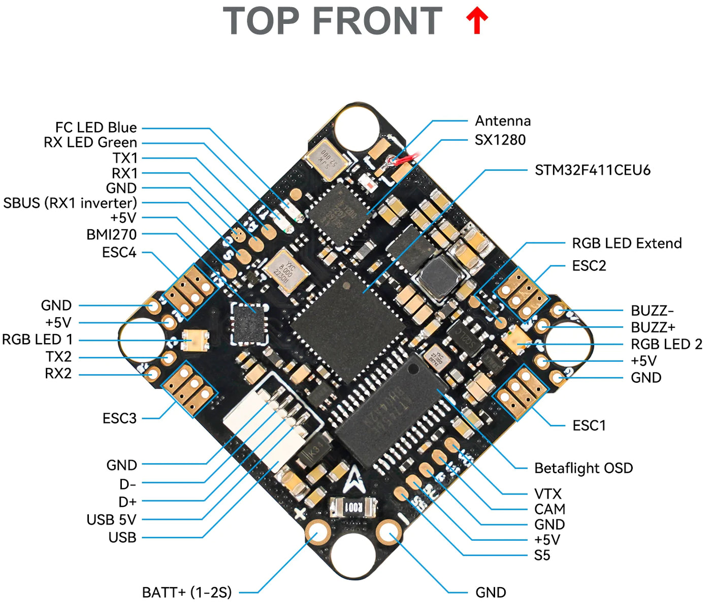 BETAPFV F4 1S 12A AIO ブラシレスフライトコントローラーV2.2
