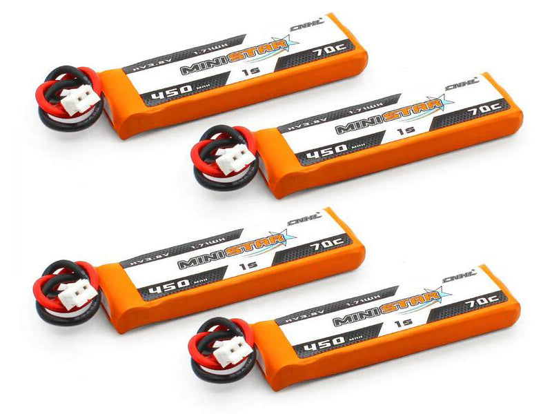 CNHL MiniStar 450mAh 3.8V 1S LiHV 70Cリポバッテリードローン用Lipo 4本入