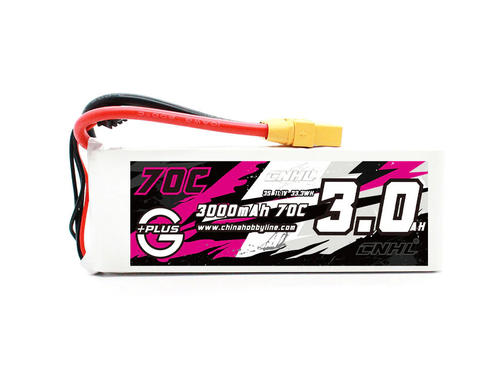 CNHL G+Plus 3000mAh 11.1V 3S 70C LiPoバッテリー(XT90付き)RCカー/RCドローン/RCボート対応