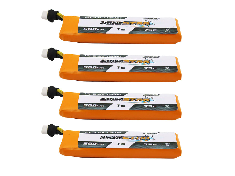 CNHL MiniStar HV 500mAh 3.8V 1S 75C LiPoバッテリー FPVレーシングドローン用 BT2.0コネクター対応 4本セット