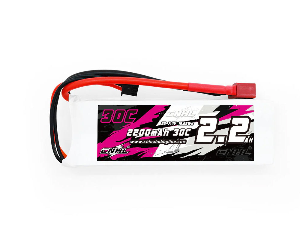 CNHL 2200mAh 7.4V 2S 30C リポバッテリー(T/Dean プラグ付き)|Traxxas Mini Slash 4X4対応 RCカー用