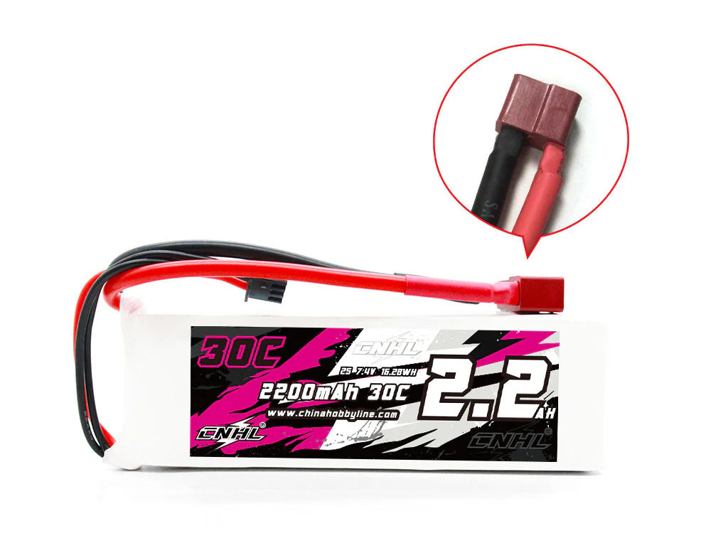 CNHL 2200mAh 7.4V 2S 30C リポバッテリー(T/Dean プラグ付き)|Traxxas Mini Slash 4X4対応 RCカー用