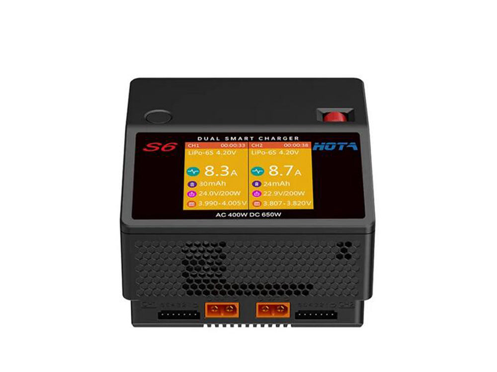 HOTA S6 バッテリー充電器 AC400W DC650W 15A デュアルチャンネル 1-6S バッテリー用