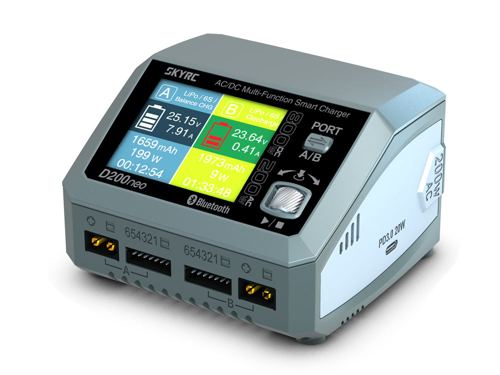 SkyRC D200neo 800W デュアルチャンネルAC/DC多機能充電器 日本語表示 バランスチャージャー