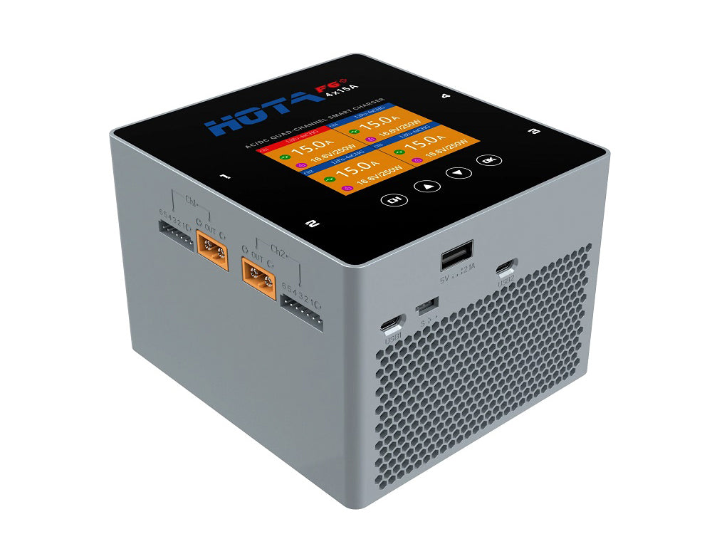 HOTA F6 + AC/DC Lipoバッテリー充電器 AC500W DC250Wx4 15Ax4