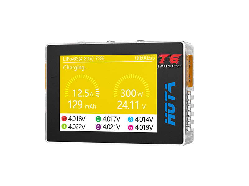 HOTA T6 DC300W PD90W 15A 1-6S LiPo バッテリー充電器