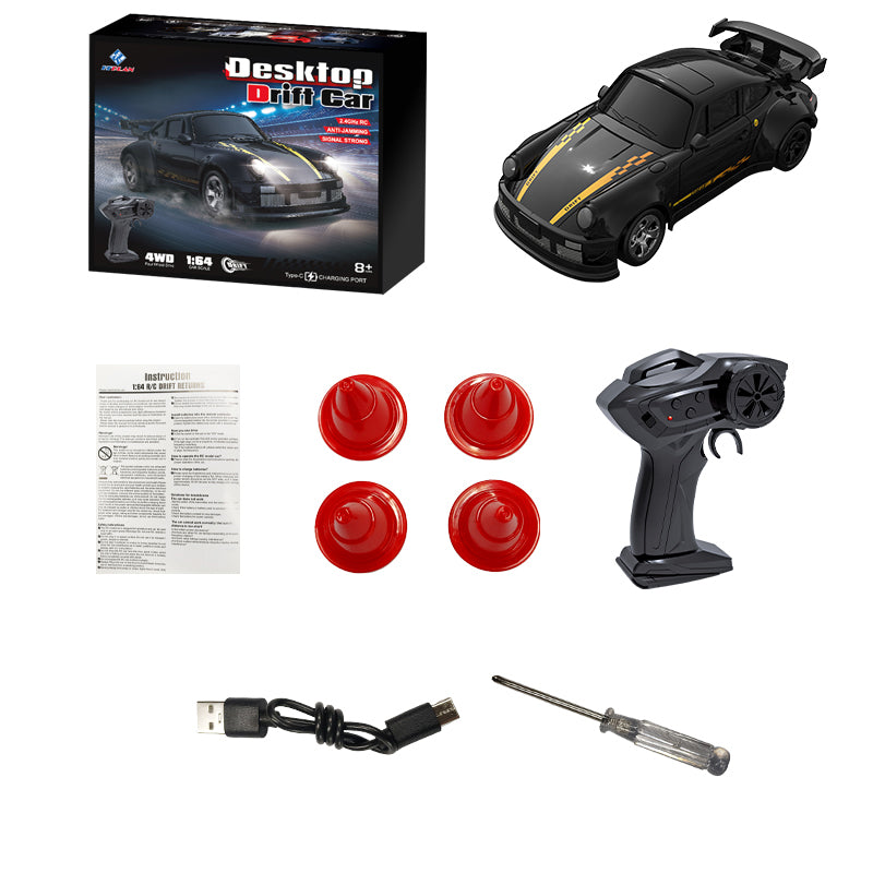 KFPLAN KF20 1:64ドリフトカー LEDライト付き 卓上ラジコンカー 4WD 技適認証済み RTR