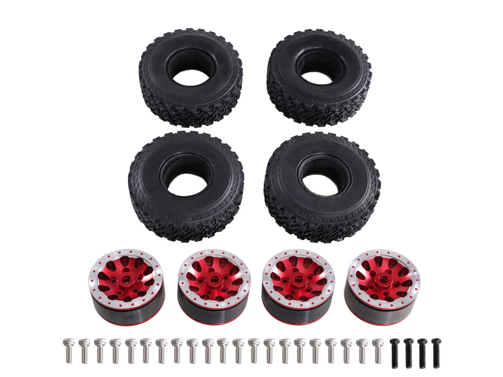 MN MODEL /WPL RCカー用メタルビードロックホイール&インナースポンジタイヤセット