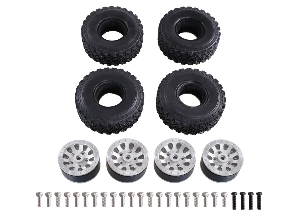 MN MODEL /WPL RCカー用メタルビードロックホイール&インナースポンジタイヤセット