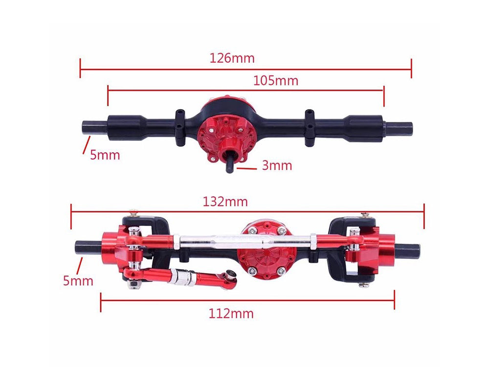 金属製アップグレード用フロントおよびリアアクスルアセンブリWPL 1/16 C14 C24