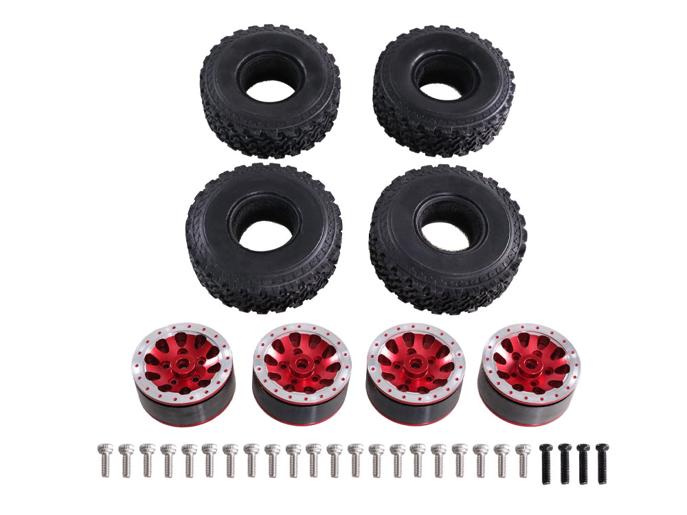 金属製ホイール&ラバータイヤセット RCクローラー用アップグレードパーツ MN MODEL MN82/MN99S・WPL 1/16など対応