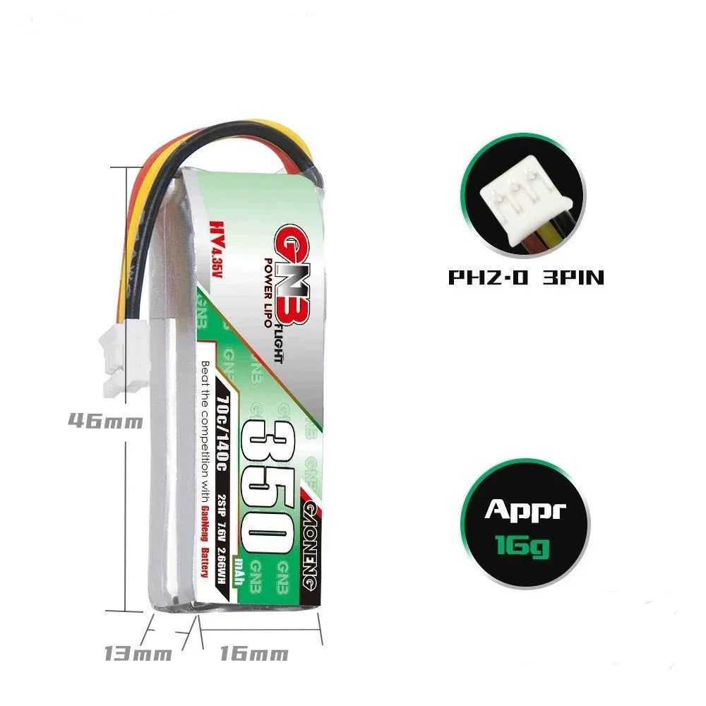 GNB 2S 7.6V 350/380mah リポバッテリーPH2.0