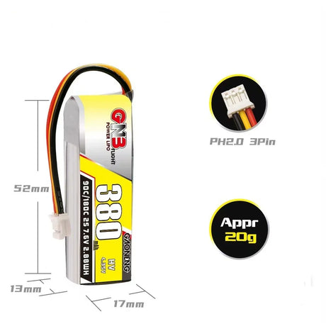 GNB 2S 7.6V 350/380mah リポバッテリーPH2.0