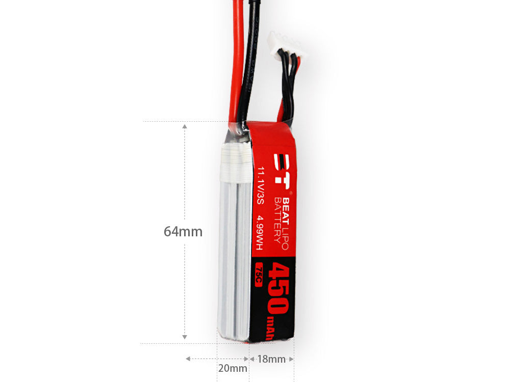 BEAT 450mAh 1S/2S/3S/4S/6S 75C リポバッテリー PH2.0/XT30/XT60