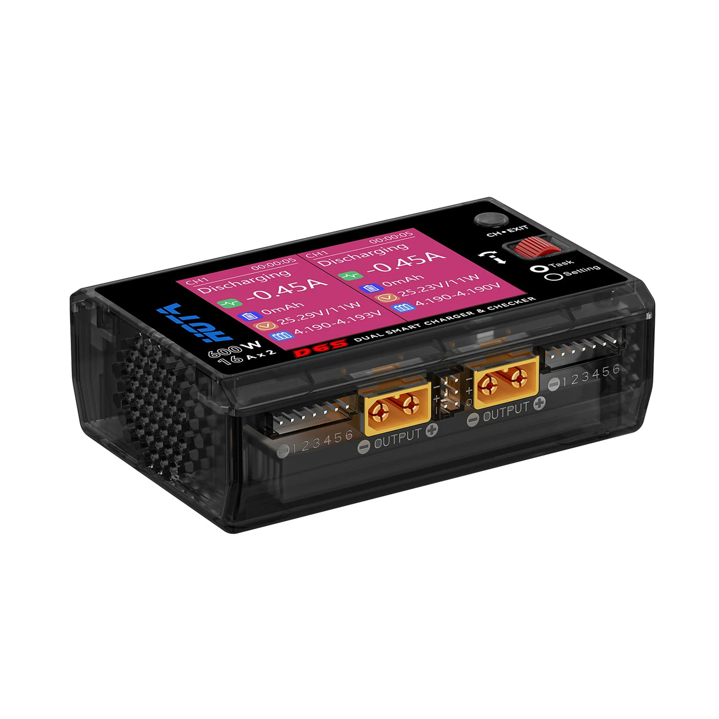 HOTA D6S 600W 16A 6S デュアルチャンネル 2.8インチ IPS スマート充電器
