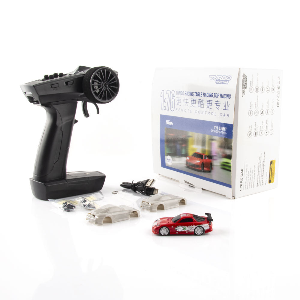 Turbo Racing 1:76 ターボレーシング 1/76 C74 ミニ RCカー、1/76スケール  RCカー、ラジコンカー、30分連続走行、2.4Ghzリモートコントロール付き、ジャイロスコープ付き、LEDヘッドライト、シャシーライト、ターンシグナル、家庭用室内使用に適している