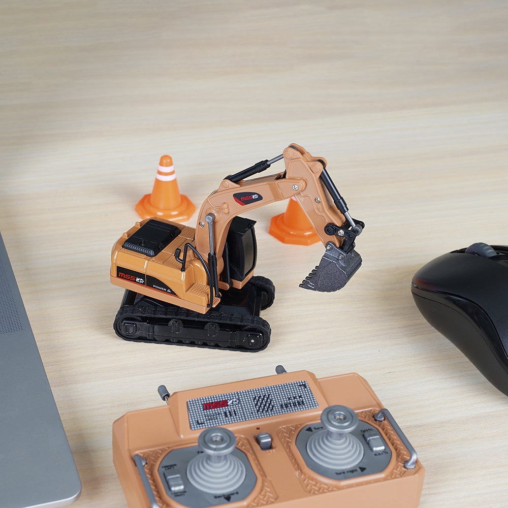 ARRISHOBBY 1:64 ‌全比例 ミニショベルカー ラジコン建設車両 亜鉛合金製RCカーデスク模型・知育ギフトに最適 技適認証済み