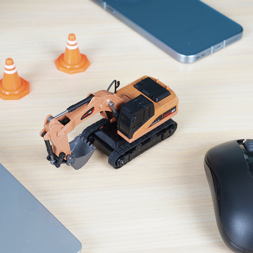 ARRISHOBBY 1:64 ‌全比例 ミニショベルカー ラジコン建設車両 亜鉛合金製RCカーデスク模型・知育ギフトに最適 技適認証済み