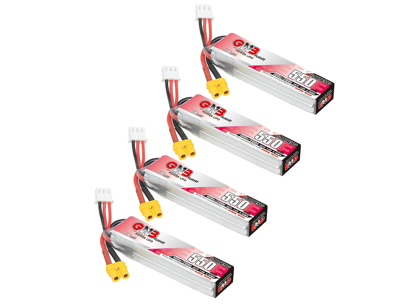 GNB 2S 7.6V 550mAh HV 100Cリポバッテリー4個入り