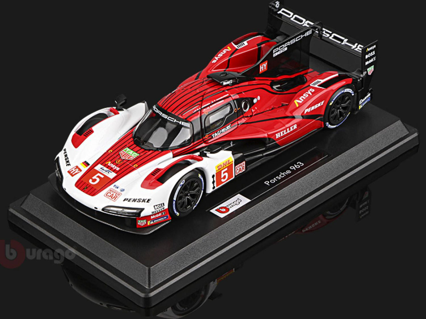 Bburago 1:24 ポルシェ 963 No.5 LMHダイキャストカーモデル完成品