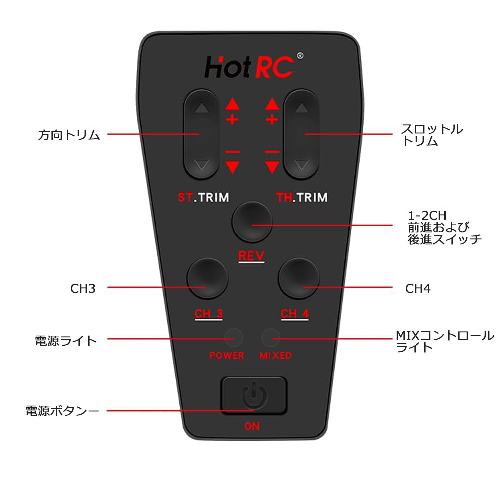 HOTRC CT-4A 4CH RC プロポセット（送信機+受信機）2.4ghz ラジコンカー タンク ボート用リモコン