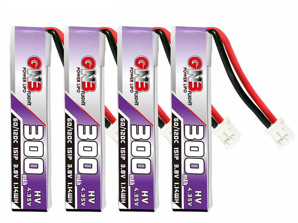 GNB 300mah 1S 3.8V LiHV 60CリポバッテリーPH2.0 4個入り