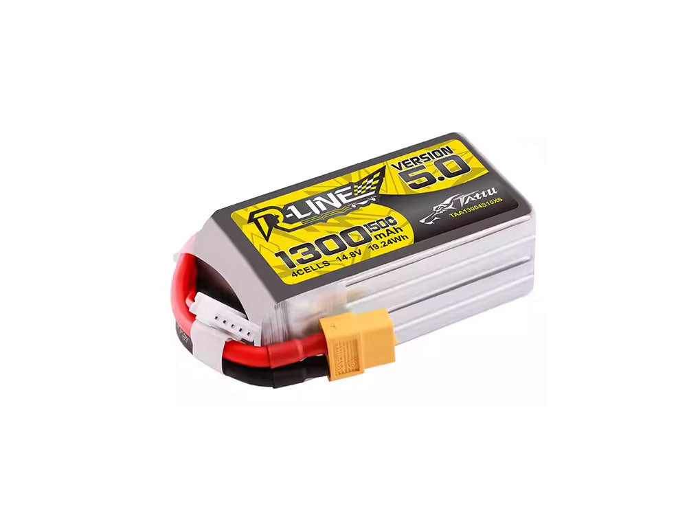 TATTU R-LINE 5.0 1300mAh 150C 14.8V 4S1P 高性能ドローンリポバッテリー｜FPVレーシング最適