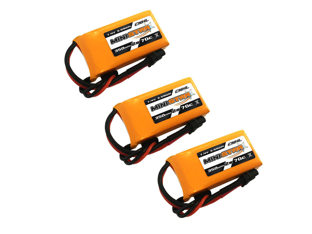 CNHL MiniStar 350mAh 7.4V 2S 70C Lipoバッテリー（XT30Uコネクター付き） FPVドローンに対応 ３本セット