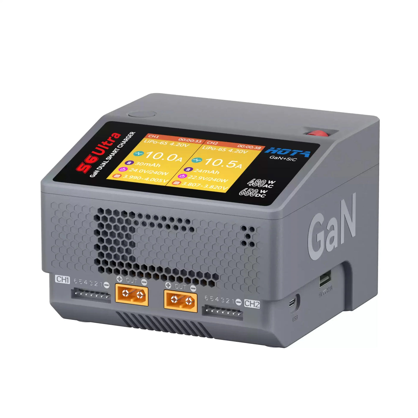 HOTA S6 Ultra AC480W DC650W GaNスマートバランス充電器（LiPo、LiHV、LiFeバッテリー用）