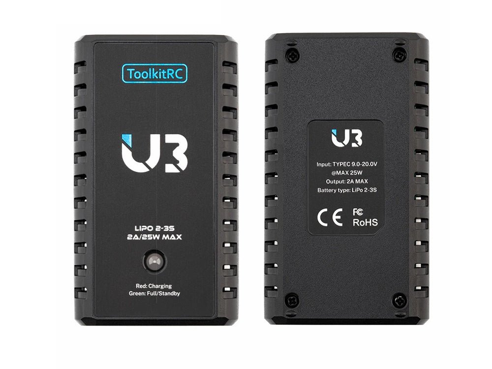 ToolkitRC U3 2-3S Lipoリポバッテリー充電器 20W Type-C入力