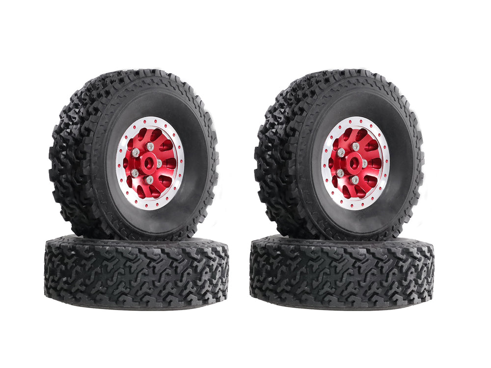 金属製ホイール＆ラバータイヤセット RCクローラー用アップグレードパーツ MN MODEL MN82/MN99S・WPL 1/16など対応